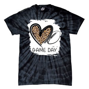 Game Day Leopard Football Fan Cute Heart Tie-Dye T-Shirt