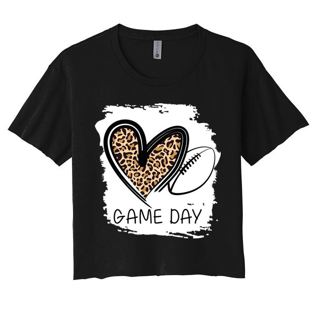 Game Day Leopard Football Fan Cute Heart Crop Top