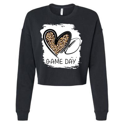 Game Day Leopard Football Fan Cute Heart Cropped Pullover Crew