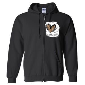 Game Day Leopard Football Fan Cute Heart Full Zip Hoodie