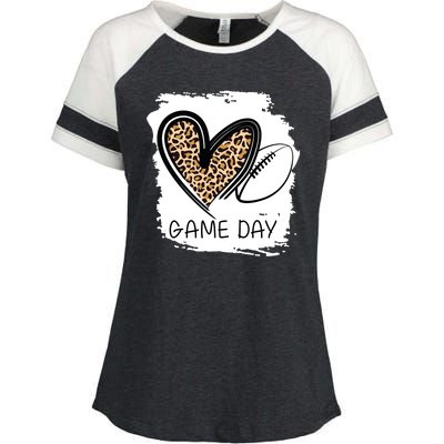 Game Day Leopard Football Fan Cute Heart Enza Ladies Jersey Colorblock Tee