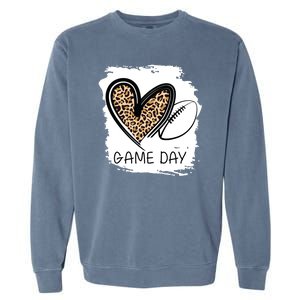 Game Day Leopard Football Fan Cute Heart Garment-Dyed Sweatshirt