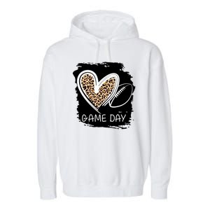 Game Day Leopard Football Fan Cute Heart Garment-Dyed Fleece Hoodie