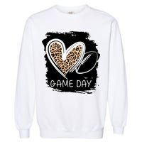Game Day Leopard Football Fan Cute Heart Garment-Dyed Sweatshirt