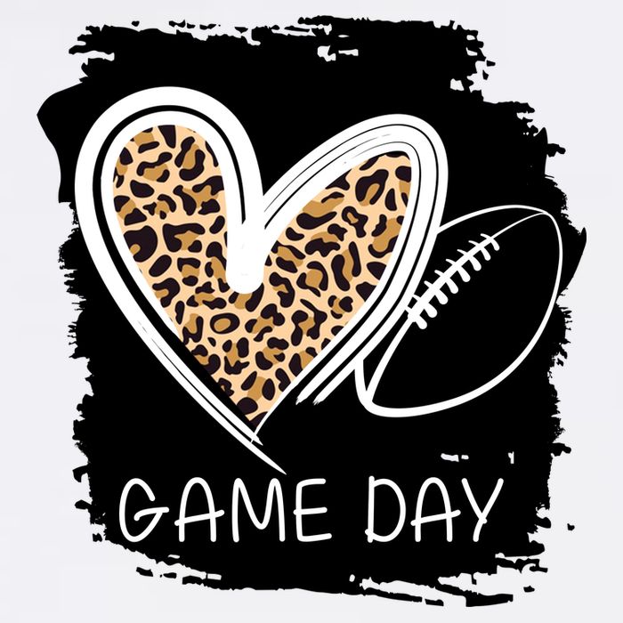 Game Day Leopard Football Fan Cute Heart Garment-Dyed Sweatshirt
