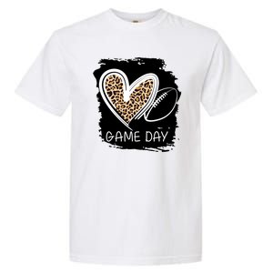 Game Day Leopard Football Fan Cute Heart Garment-Dyed Heavyweight T-Shirt