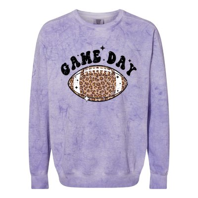 Game Day Leopard Football Colorblast Crewneck Sweatshirt