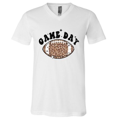 Game Day Leopard Football V-Neck T-Shirt