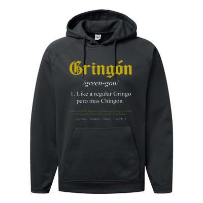 Gringon Definition Like A Regular Gringo Performance Fleece Hoodie