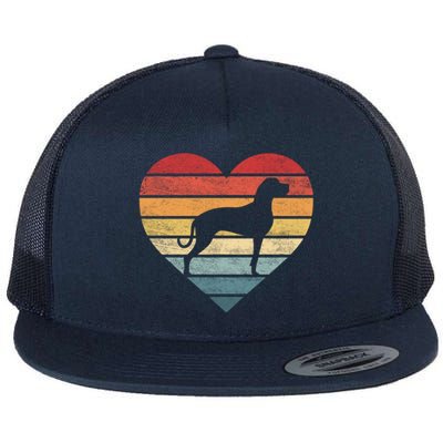 Great Dane Lover Owner Funny Gift Retro Sunset Dog Silhouette Mom Cute Gift Flat Bill Trucker Hat