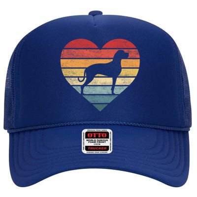 Great Dane Lover Owner Funny Gift Retro Sunset Dog Silhouette Mom Cute Gift High Crown Mesh Back Trucker Hat