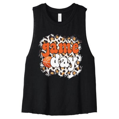 Game Day Leopard Basketball Game Day Women's Racerback Cropped Tank