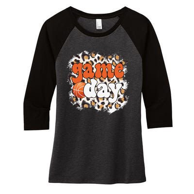 Game Day Leopard Basketball Game Day Women's Tri-Blend 3/4-Sleeve Raglan Shirt