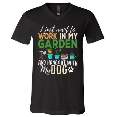 Gardening Dog Lover Gardener Garden Pet V-Neck T-Shirt