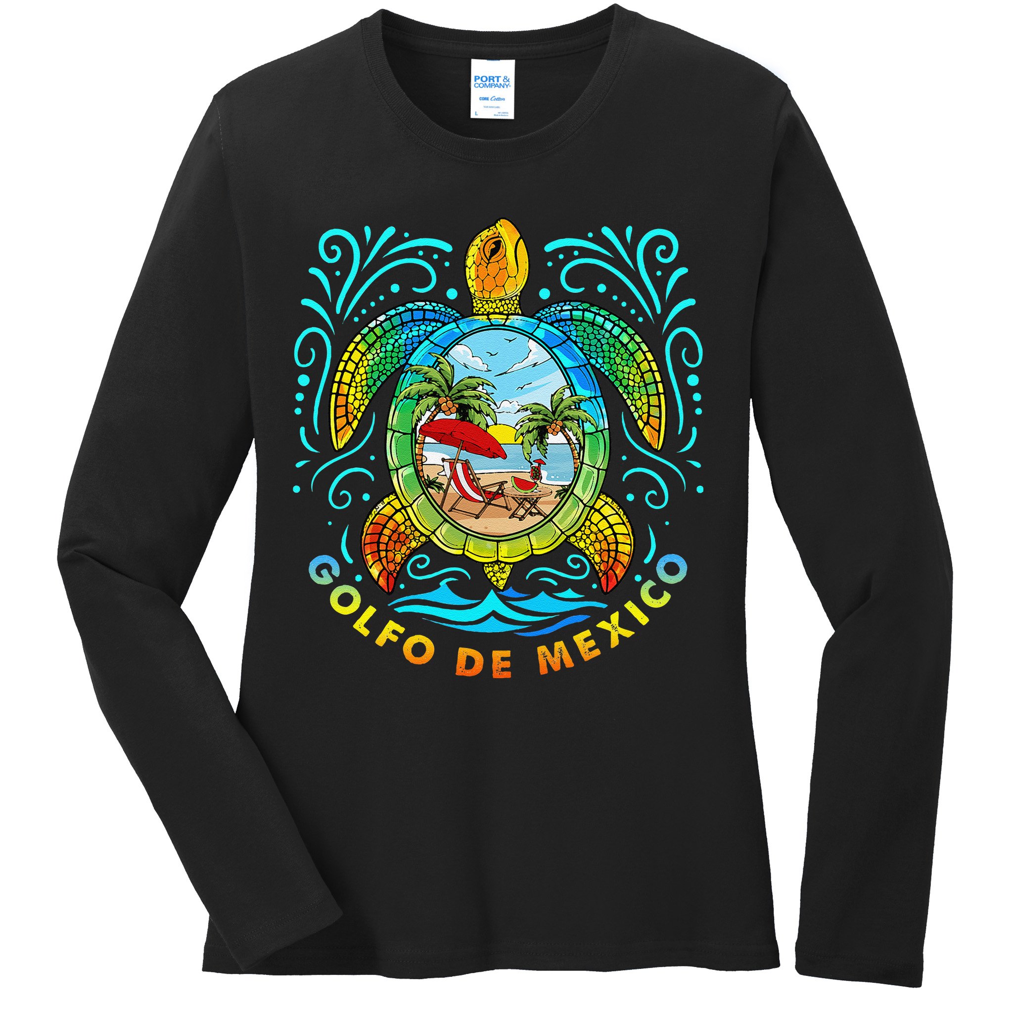 Golfo De Mexico Viva Mexico Gulf Of Mexico Ladies Long Sleeve Shirt