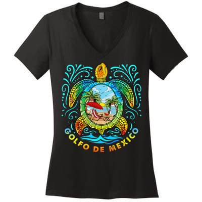 Golfo De Mexico Viva Mexico Gulf Of Mexico Women's V-Neck T-Shirt