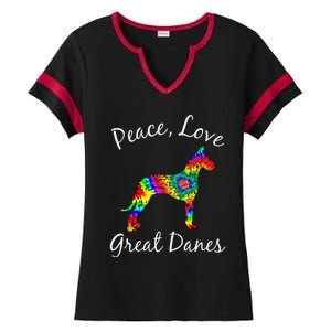 Great Dane Mom Fun Dog Mom Gift Peace Love Great Dane Mama Ladies Halftime Notch Neck Tee