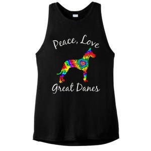 Great Dane Mom Fun Dog Mom Gift Peace Love Great Dane Mama Ladies PosiCharge Tri-Blend Wicking Tank