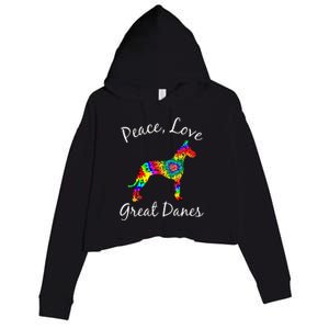 Great Dane Mom Fun Dog Mom Gift Peace Love Great Dane Mama Crop Fleece Hoodie