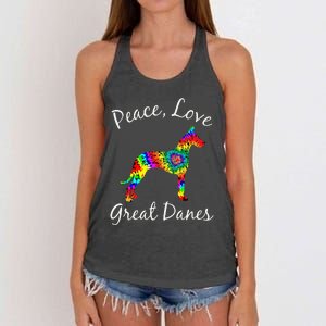 Great Dane Mom Fun Dog Mom Gift Peace Love Great Dane Mama Women's Knotted Racerback Tank