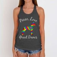 Great Dane Mom Fun Dog Mom Gift Peace Love Great Dane Mama Women's Knotted Racerback Tank