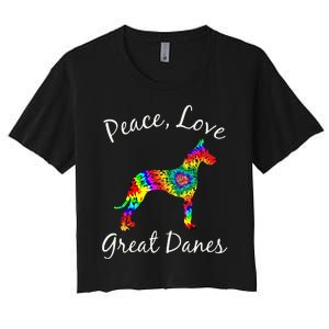 Great Dane Mom Fun Dog Mom Gift Peace Love Great Dane Mama Women's Crop Top Tee