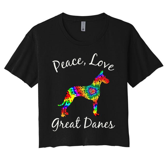 Great Dane Mom Fun Dog Mom Gift Peace Love Great Dane Mama Women's Crop Top Tee