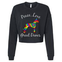 Great Dane Mom Fun Dog Mom Gift Peace Love Great Dane Mama Cropped Pullover Crew