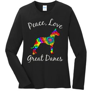 Great Dane Mom Fun Dog Mom Gift Peace Love Great Dane Mama Ladies Long Sleeve Shirt