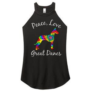 Great Dane Mom Fun Dog Mom Gift Peace Love Great Dane Mama Women's Perfect Tri Rocker Tank