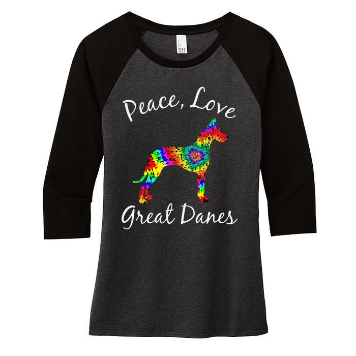 Great Dane Mom Fun Dog Mom Gift Peace Love Great Dane Mama Women's Tri-Blend 3/4-Sleeve Raglan Shirt