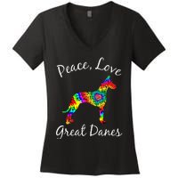 Great Dane Mom Fun Dog Mom Gift Peace Love Great Dane Mama Women's V-Neck T-Shirt