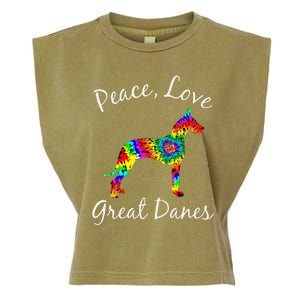 Great Dane Mom Fun Dog Mom Gift Peace Love Great Dane Mama Garment-Dyed Women's Muscle Tee