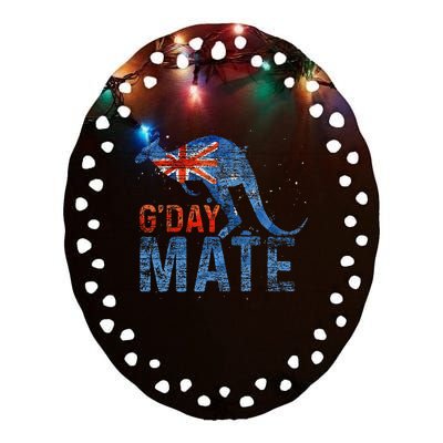 G Day Mate Kangaroo Aussie Animal Australia Flag Australia Ceramic Oval Ornament