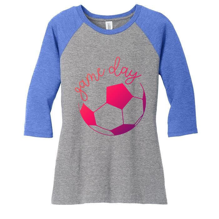 Game Day Mom Soccer Gift Women's Tri-Blend 3/4-Sleeve Raglan Shirt