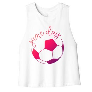 Game Day Mom Soccer Gift Women's Racerback Cropped Tank