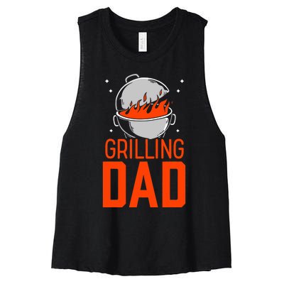 Grilling Dad Meat Bbq Grill Barbecue Father Daddy Papa Women's Racerback Cropped Tank