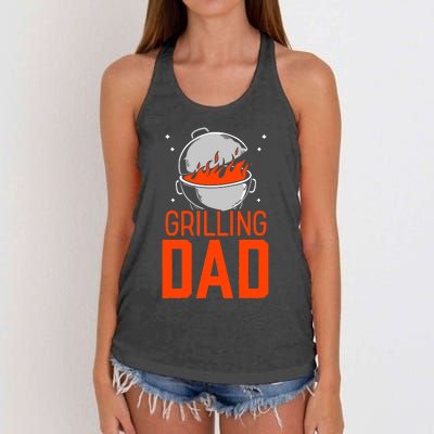 Grilling Dad Meat Bbq Grill Barbecue Father Daddy Papa Women's Knotted Racerback Tank