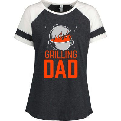 Grilling Dad Meat Bbq Grill Barbecue Father Daddy Papa Enza Ladies Jersey Colorblock Tee