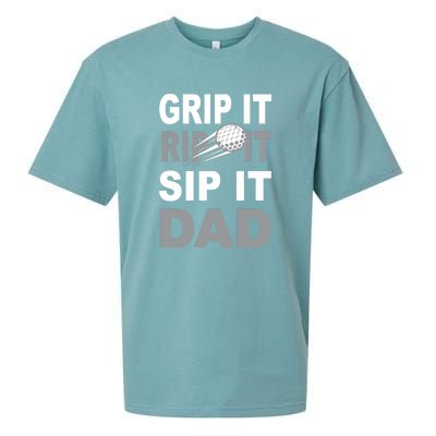 Golf Dad Men Grip It Rip It Sip It Gift For Dad Father's Day Sueded Cloud Jersey T-Shirt