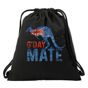 G Day Mate Kangaroo Aussie Animal Australia Flag Drawstring Bag