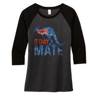 G Day Mate Kangaroo Aussie Animal Australia Flag Women's Tri-Blend 3/4-Sleeve Raglan Shirt