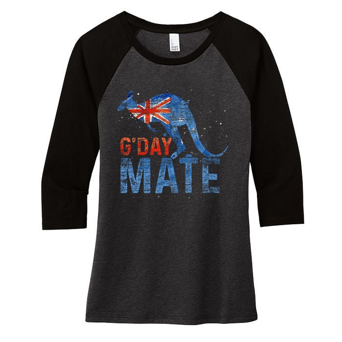 G Day Mate Kangaroo Aussie Animal Australia Flag Women's Tri-Blend 3/4-Sleeve Raglan Shirt