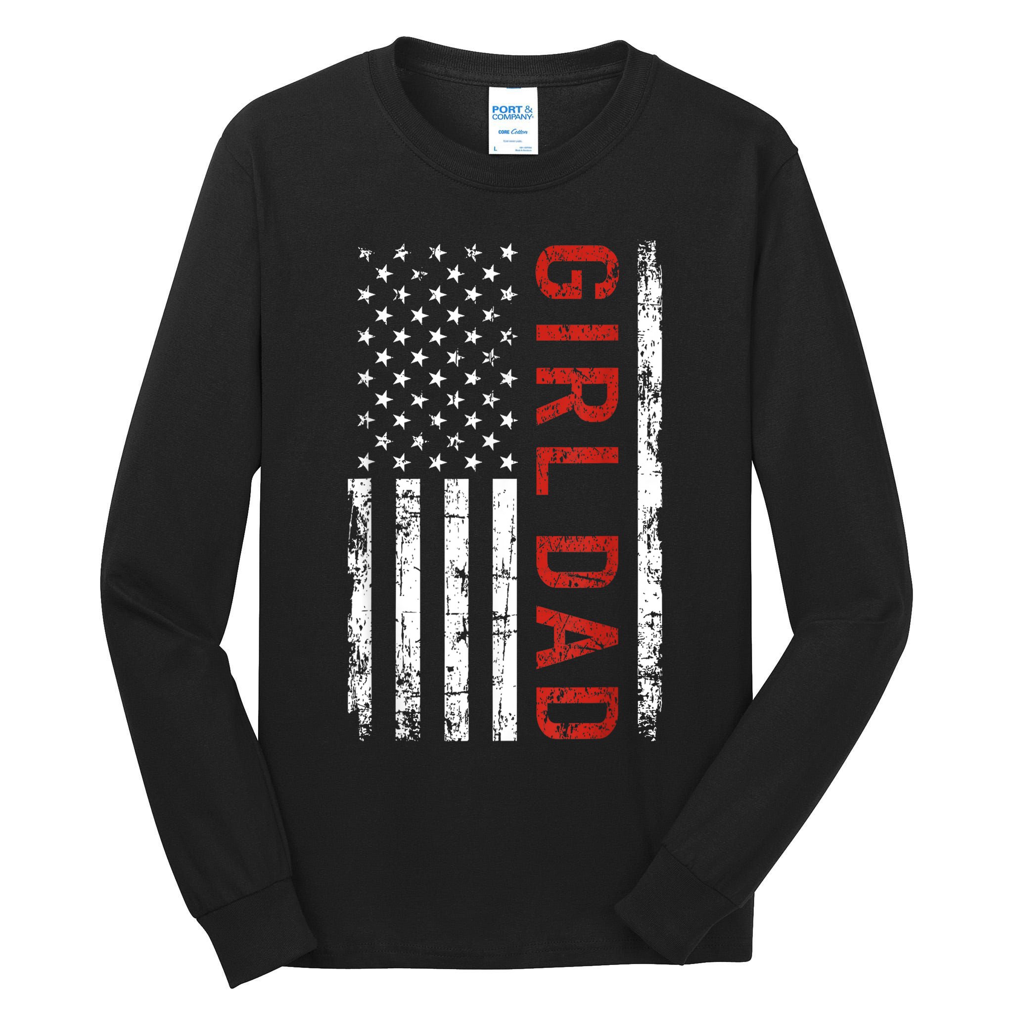 Girl Dad Men Proud Father Of Fathers Day Vintage Tall Long Sleeve T-Shirt