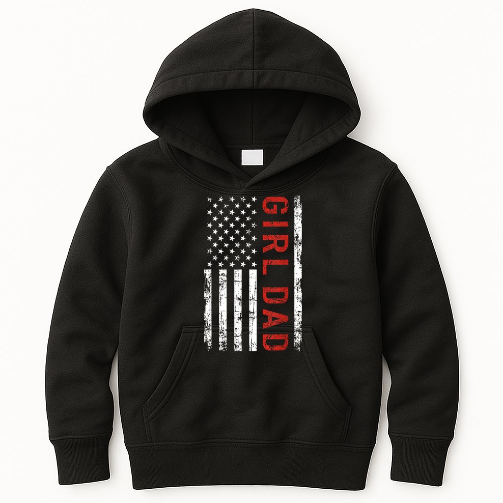 Girl Dad Men Proud Father Of Fathers Day Vintage Kids Hoodie
