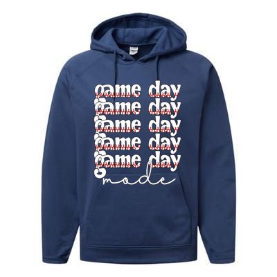 Game Day Mode Baseball Game Day Cute Gift Performance Fleece Hoodie