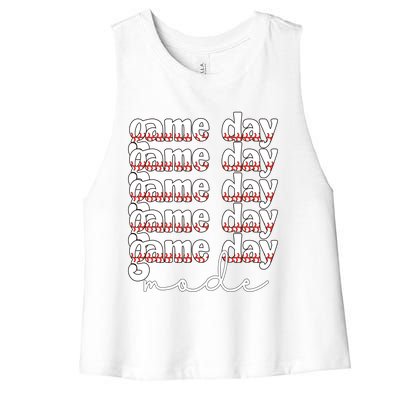 Game Day Mode Baseball Game Day Cute Gift Women's Racerback Cropped Tank