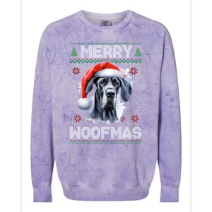 Great Dane Merry Woofmas Ugly Christmas Cute Gift Colorblast Crewneck Sweatshirt