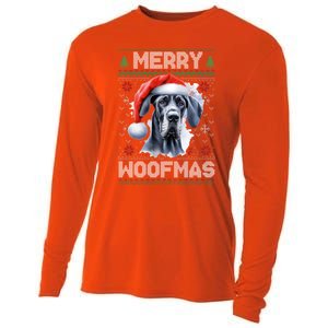 Great Dane Merry Woofmas Ugly Christmas Cute Gift Cooling Performance Long Sleeve Crew