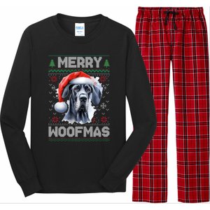 Great Dane Merry Woofmas Ugly Christmas Cute Gift Long Sleeve Pajama Set